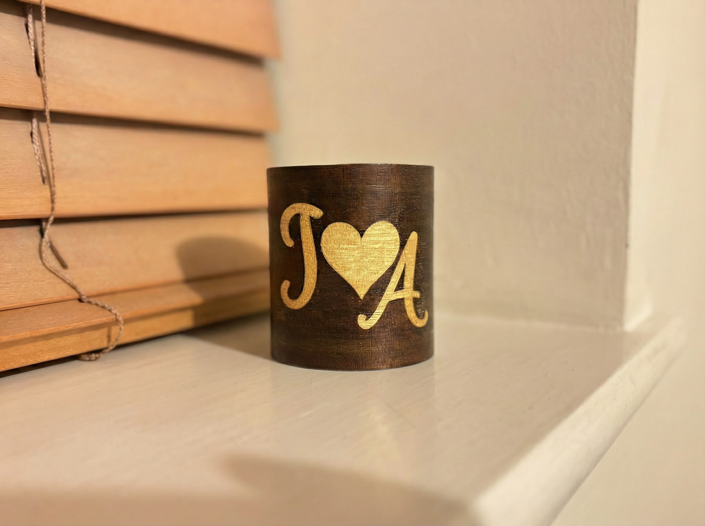 Personalised Couple's Moonlit Glow Veneered Tealight holder - Gift