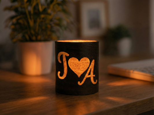 Personalised Couple's Moonlit Glow Veneered Tealight holder - Gift