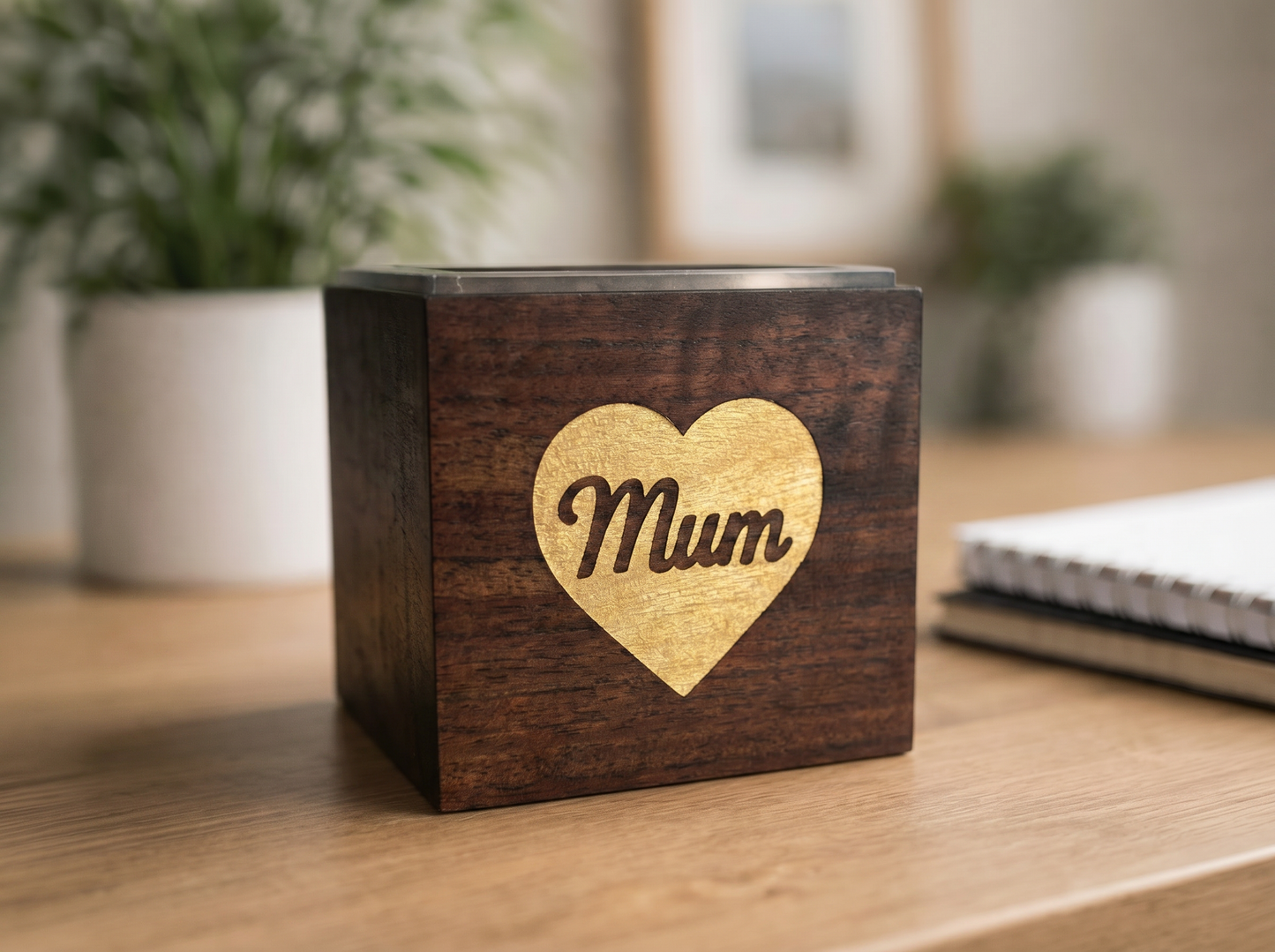 Moonlit Glow Heart Cubic Tealight Holder – Mum Gift