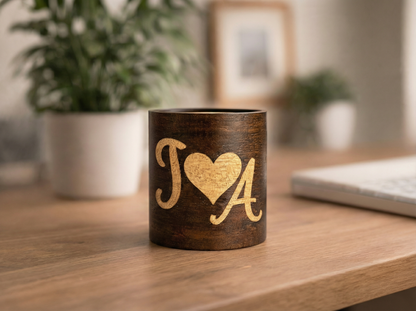 Personalised Couple's Moonlit Glow Veneered Tealight holder - Gift