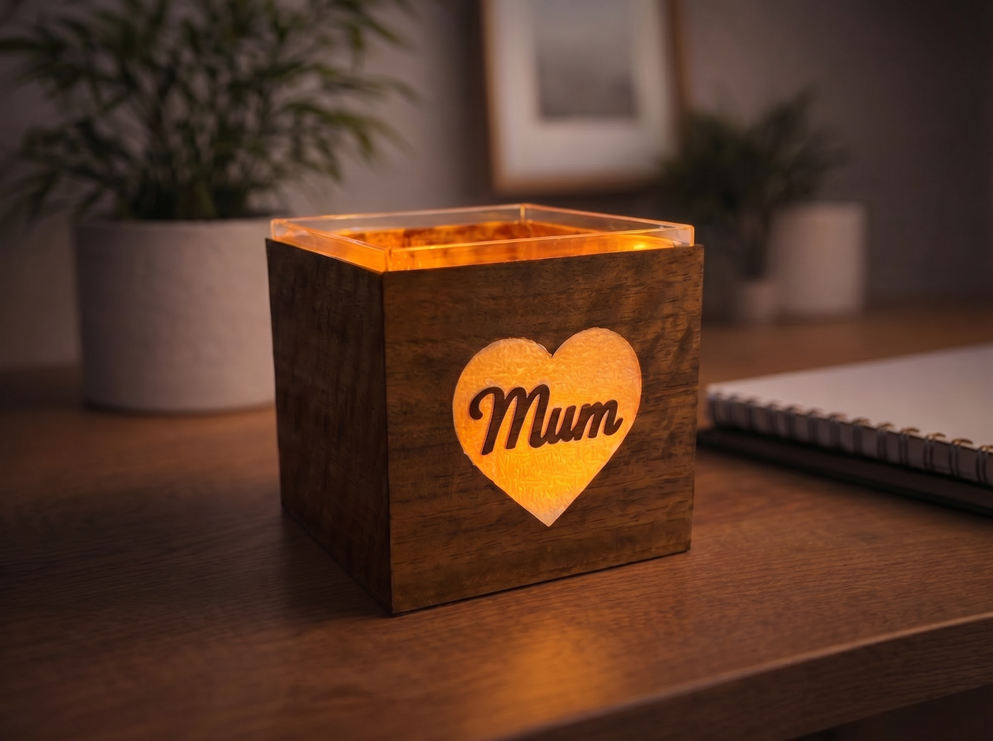 Moonlit Glow Heart Cubic Tealight Holder – Mum Gift