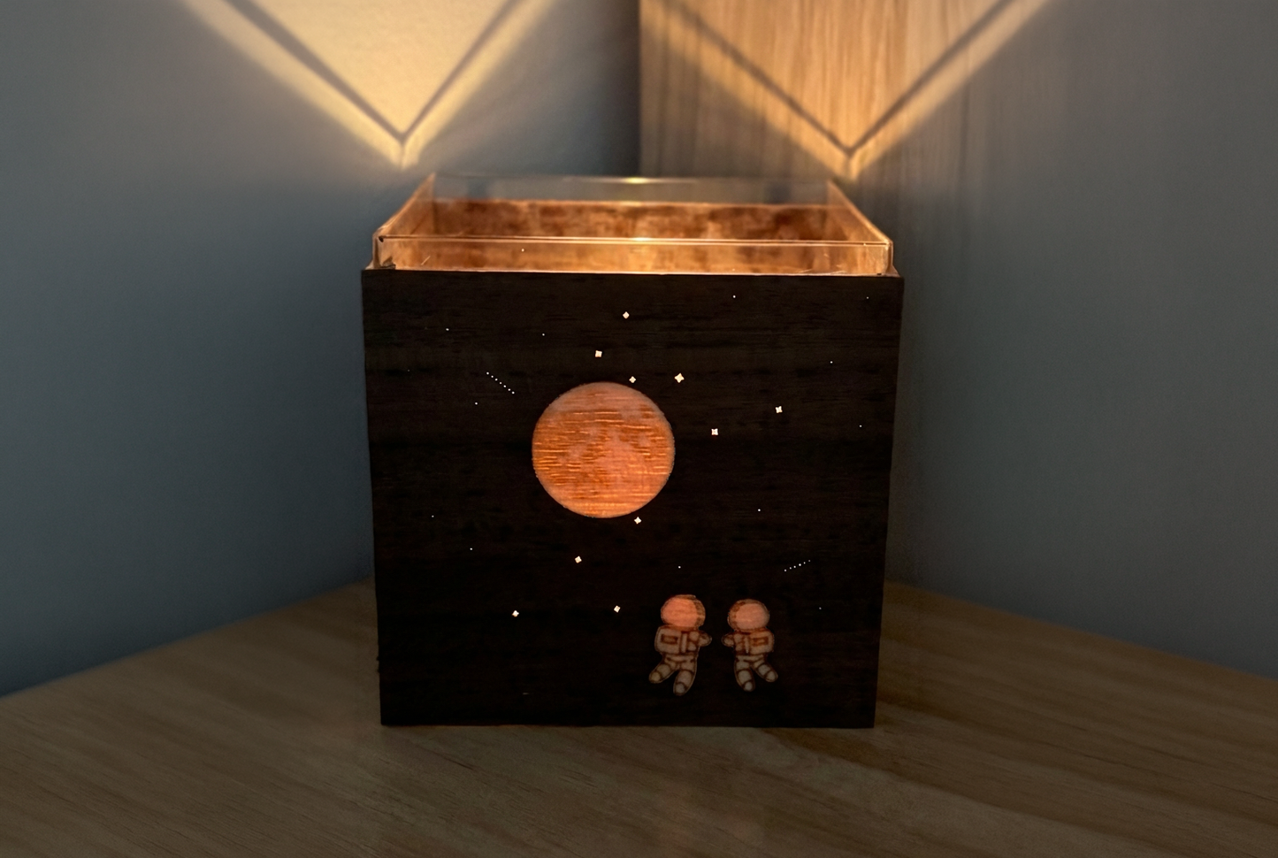 Moonlit Glow Astro Constellation Cubic Tealight Holder - Couple's Gift