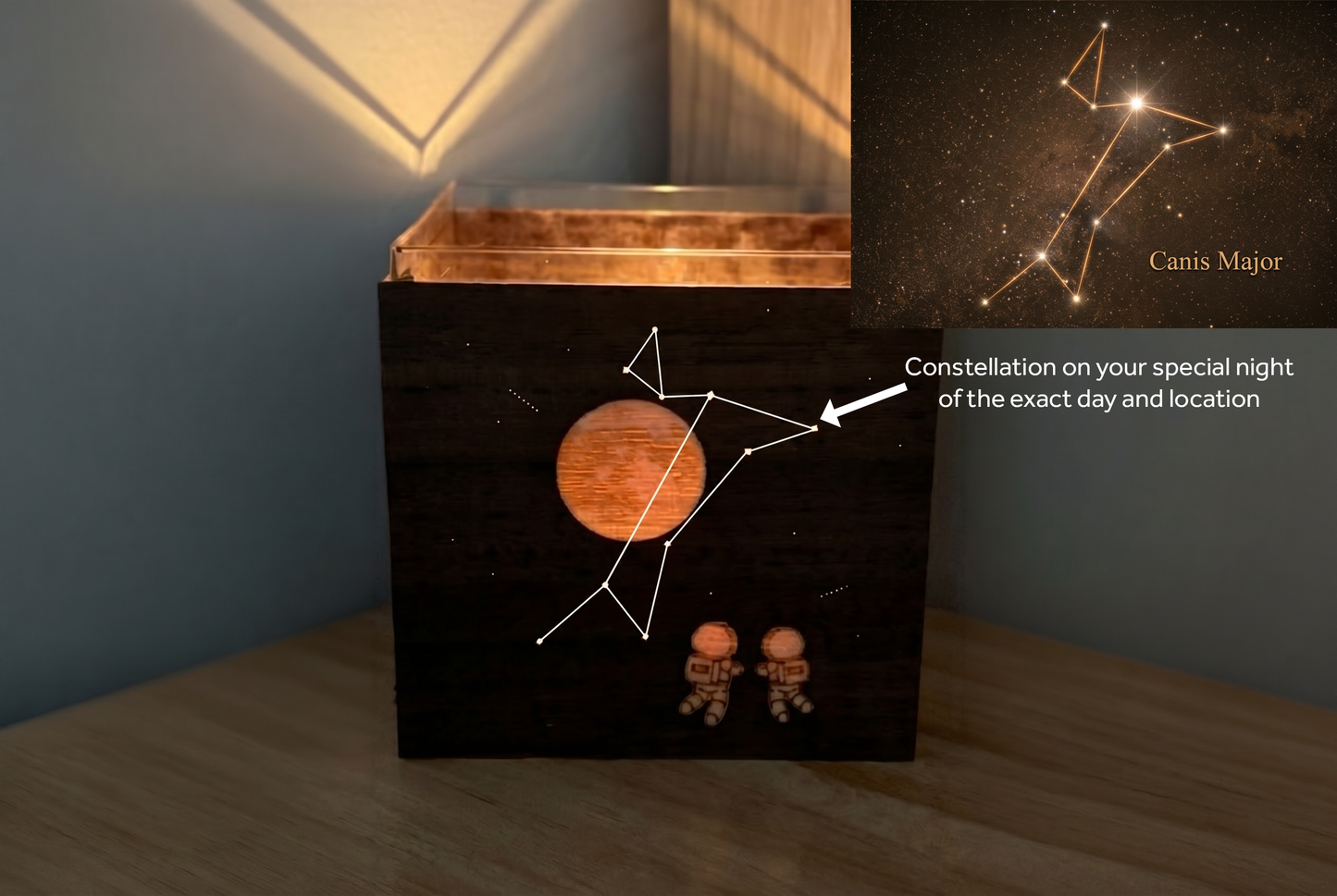 Moonlit Glow Astro Constellation Cubic Tealight Holder - Couple's Gift